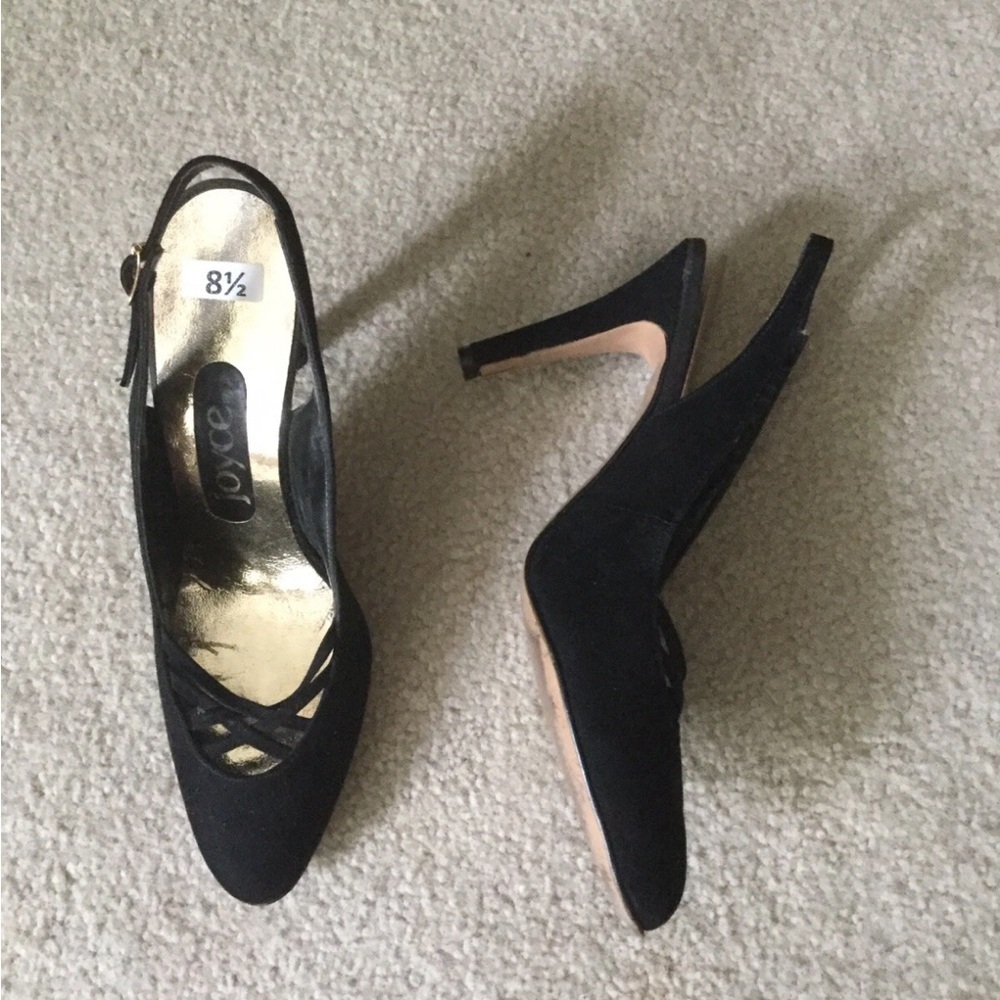 Vintage Joyce shoes pump heel, Sz 8.5 Black Slingback Crisscross Pumps - Women